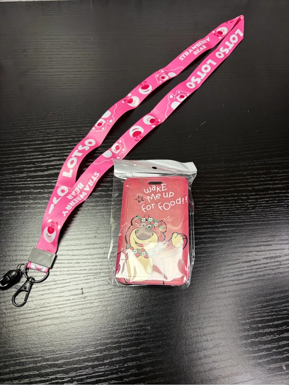 Pink Character Lanyard with Card Holder